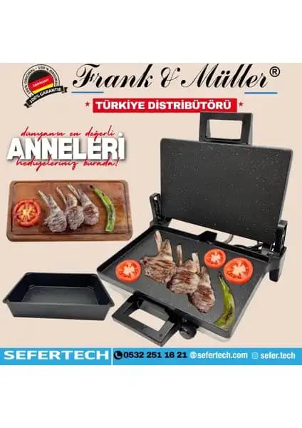 Frank & Müller Almanya Elektrikli Izgara ve Fırınlama Cihazı: Çok Yönlü Pişirme ve Dayanıklılık