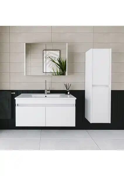 Banyo Dolabı Karşılaştırması: 100 cm Lavabolu Seti ile 65+35 cm Seramik Lavabolu MDF Seti