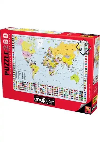Anatolian 260 Parça XL Dünya Haritası Puzzle - Eğlence ve Zihinsel Gelişim İçin Uygun