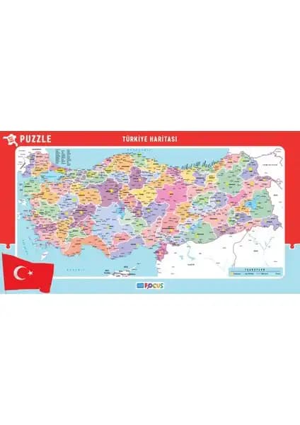 Blue Focus 56x30 cm Büyük Boy Türkiye Haritası Puzzle Detaylı ve Dayanıklı Tasarım