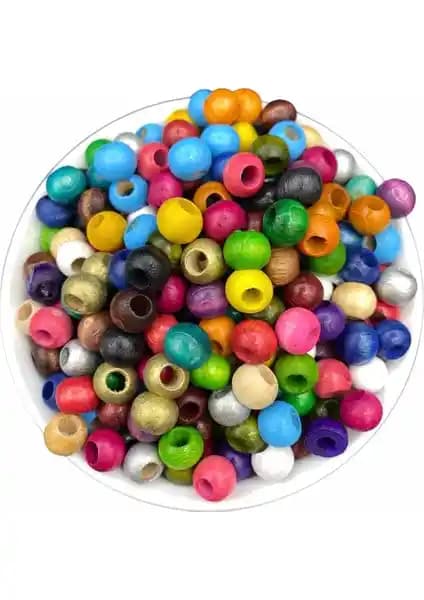 Hedef Bijuteri 10mm Karışık Renkli Tahta Boncuklar Takı ve Dekorasyon Malzemeleri