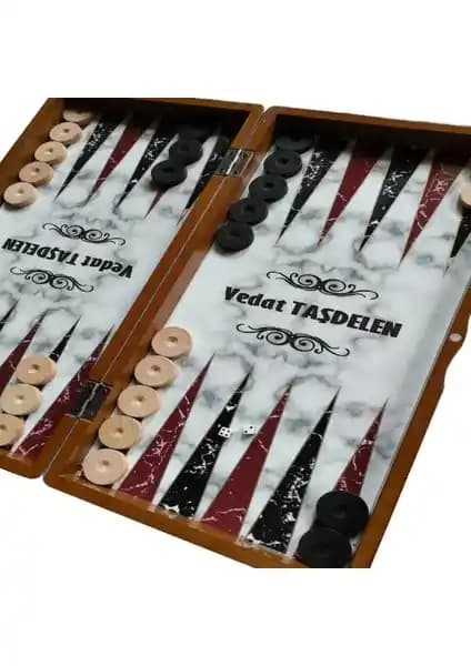 Kişiye Özel Oymalı Ahşap Tavla Takımı Büyük Boy Dayanıklı ve Şık Tasarım