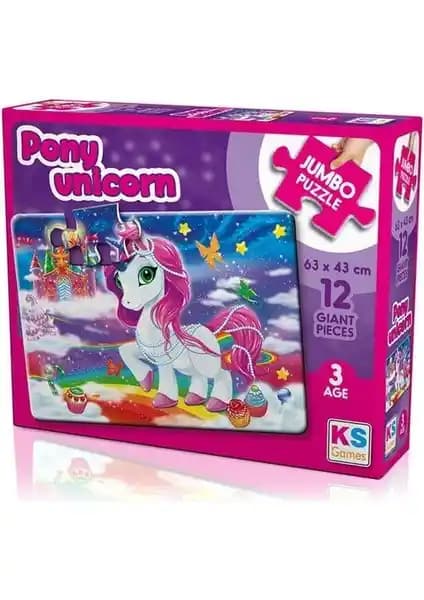 KS Games Pony Unicorn 12 Parça Jumbo Boy Puzzle Güvenli ve Eğlenceli Çocuk Oyuncağı