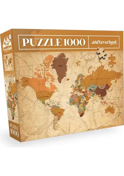 Neverland 1000 Parça Dünya Haritası Puzzle ile Eğlence ve Eğitim Bir Arada