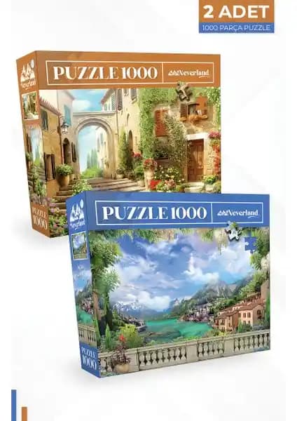 Neverland 2 Adet 1000 Parça Puzzle Eski Sokak ve Sahil Manzarası Detaylı Görsellerle