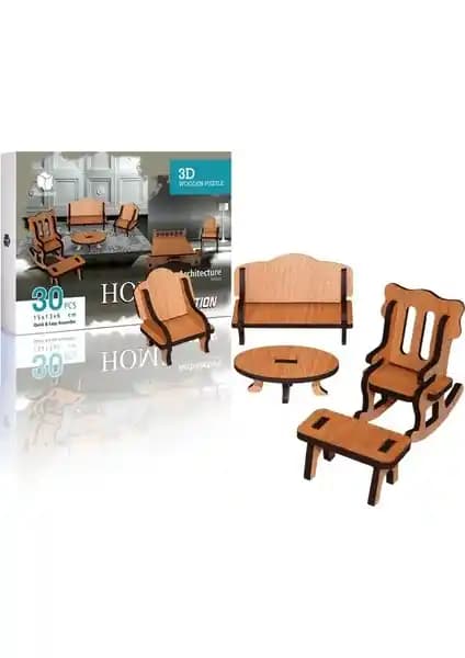 Pershang 30 Parça Ahşap 3D Puzzle Çocuklar İçin Eğitici ve Güvenli Oyun Seti