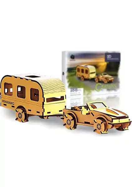 Pershang Karavan 188 Parça Ahşap 3D Puzzle Çocuk Gelişimine Katkı Sağlayan Güvenli Oyuncak