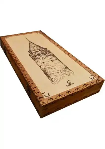 Simya Galata Kulesi Yakma Tavla: El İşçiliği ve Doğal Malzemelerle Tasarlanmış Modern Masa Oyunu