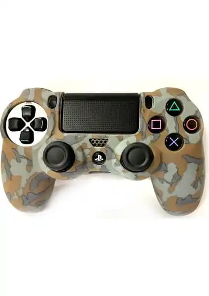 Sony PS4 DualShock 4 Silikon Kılıfı Yeşil Askeri Desenli Güvenli ve Estetik Koruma