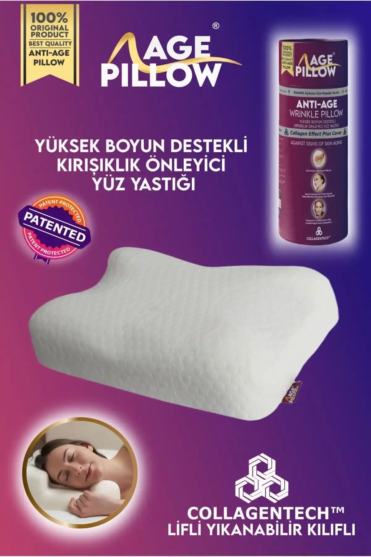 Age Pillow: Yüz baskısını azaltan ve ortopedik boyun desteği sunan konforlu yastık