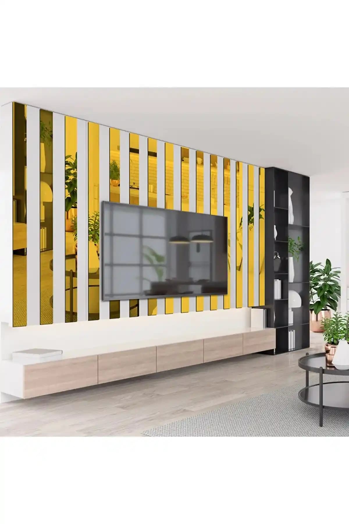 Altın Pleksi Şerit Duvar Süsü 2,5 cm x 100 cm – 20’li Paket, İç Mekân Dekorasyonu