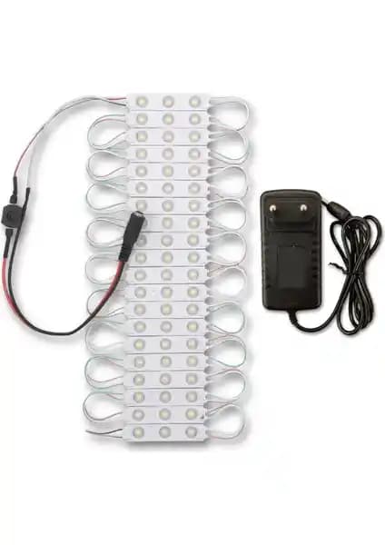 Amber LED Mercekli Modül LED Tak Çalıştır Seti (20 Adet) – 12V Beyaz Işık Aydınlatma Seti