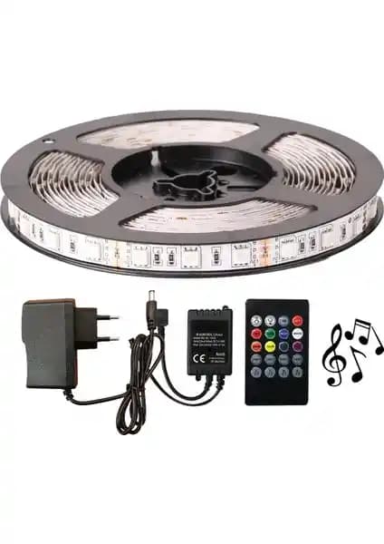 Amber LED RGB Şerit 3m Tak-Çalıştır, Ses Duyarlı Modlar ve RGB Kontrolü ile Işık