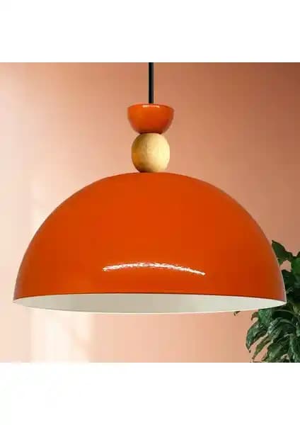 Bamyum Yimp Tekli Sarkıt: Modern İç Mekân İçin Ahşap Başlıklı Beyaz Gövdeli Avize