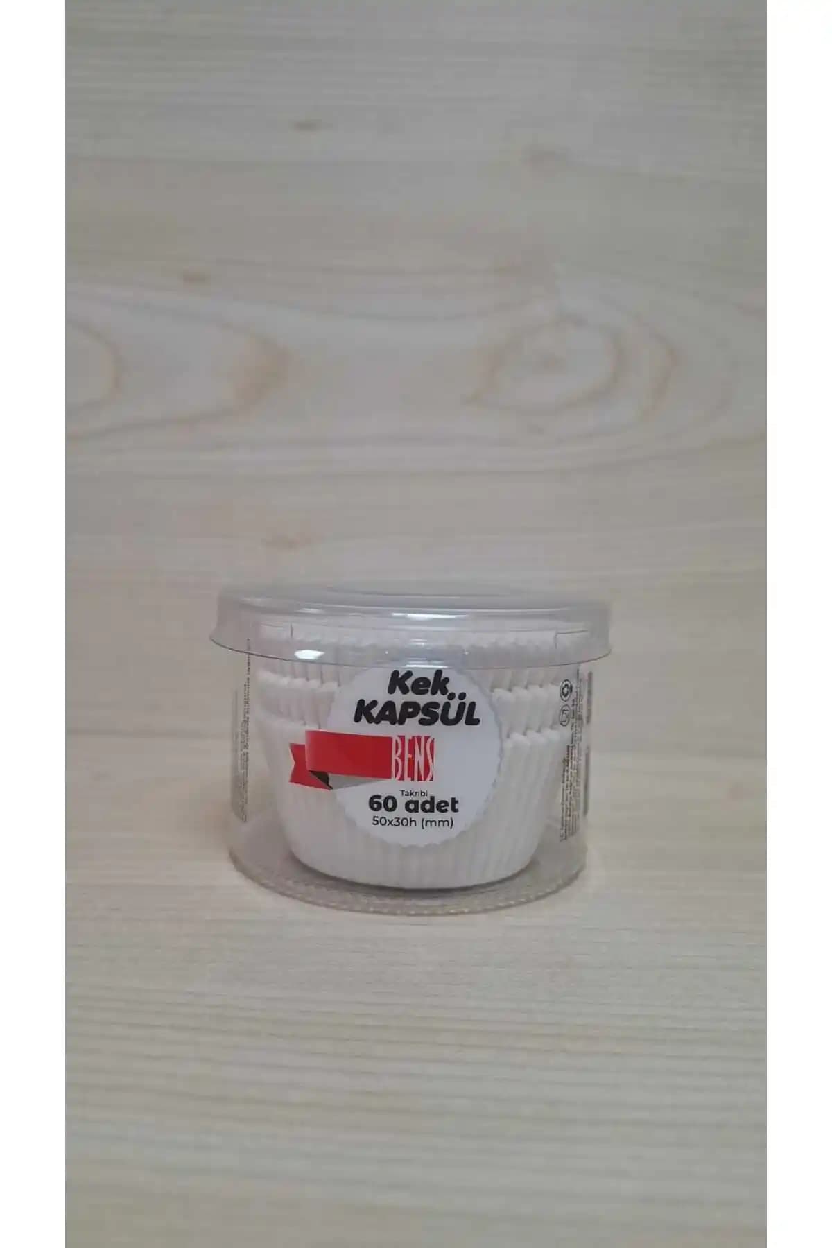 BENS PET KAPSÜL BEYAZ 60 ADET – Tek Parça Kağıt Muffin Kapsülü Türkiye Üretimi