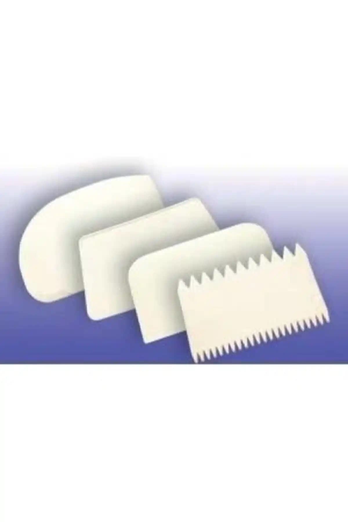 Dört Parçalı Plastik Hamur Kazıyıcı ve Şanti Tarağı Seti: Çok Yönlü Pasta Araçları