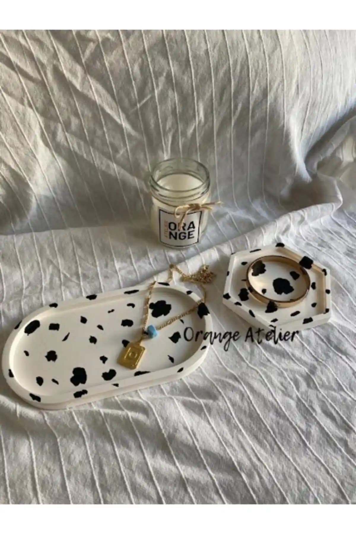 El Yapımı Beton Biblo ve Altıgen Tabak: Bohem Stilde Şık Dekor ve Düzenleyici Seti