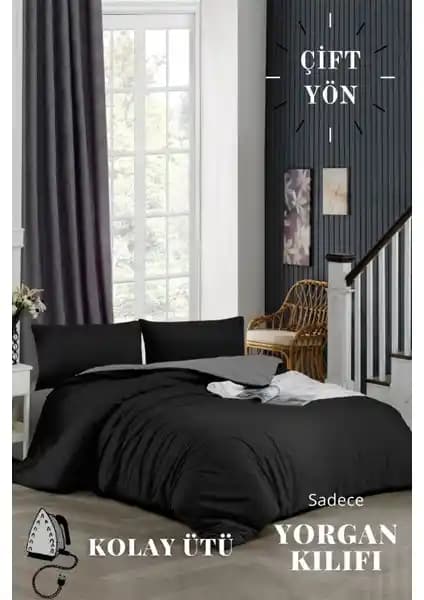 Ely Parker Kolay Ütülenebilir Çift Yönlü Yorgan Kılıfı (160x220) Siyah-Gri İnceleme