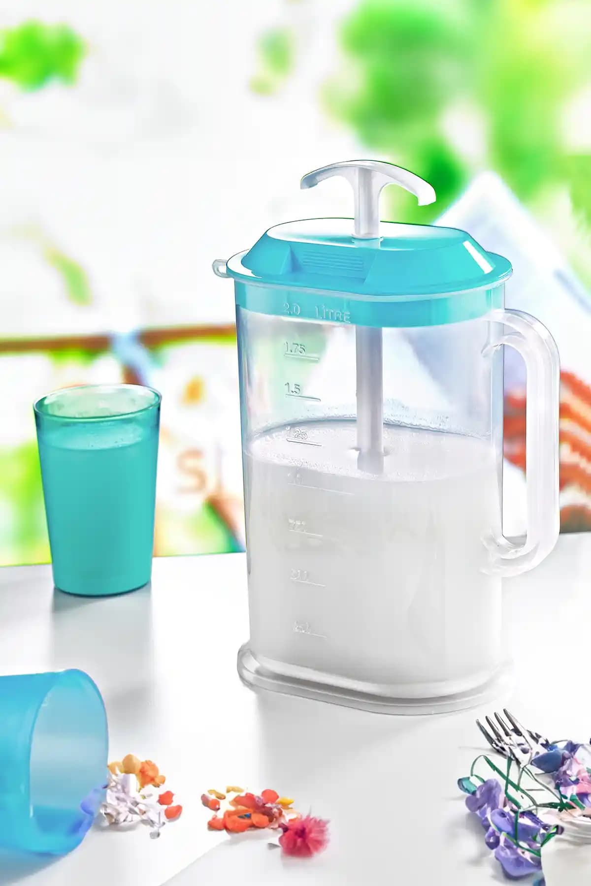 Emofom Yayık Ayran Sürahisi 2 L: BPA İçermeyen Tek Parça Turuncu Saklama Kabı