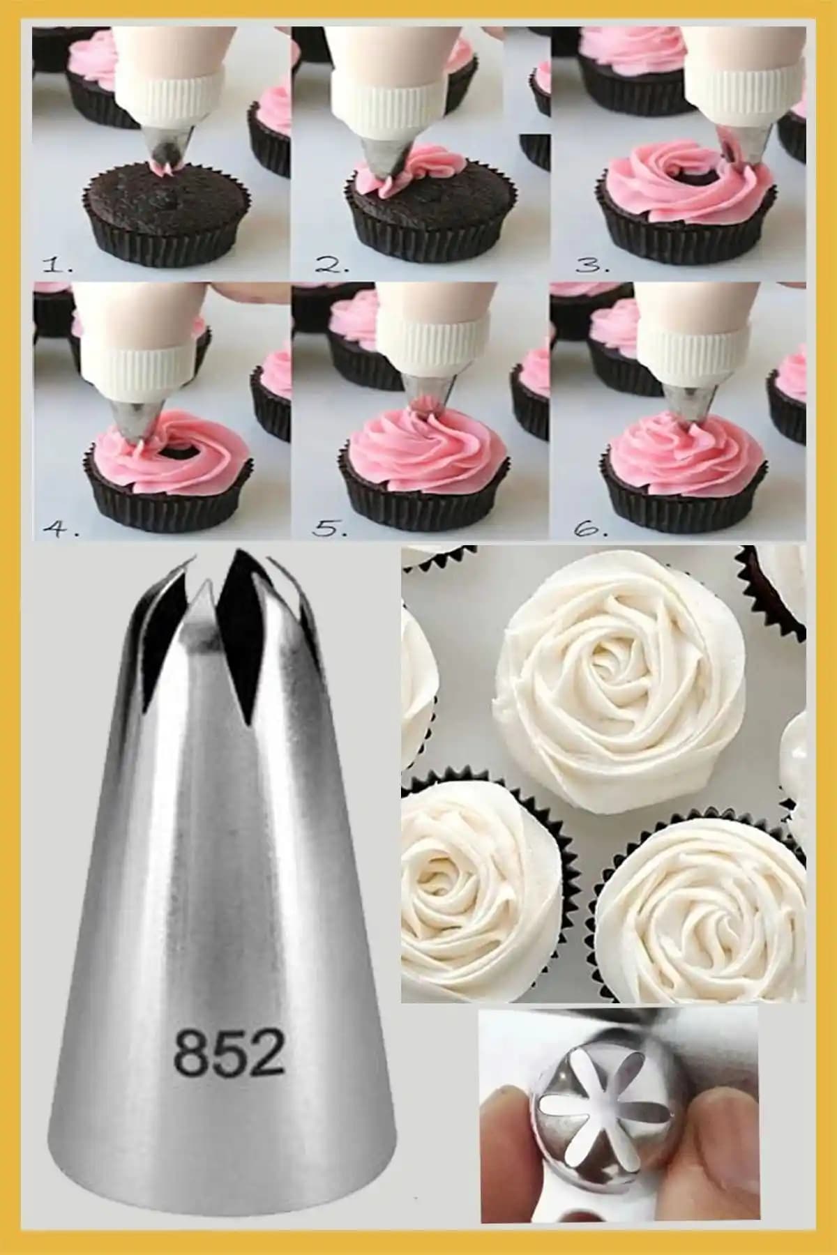 ENJOYPEPERON Paslanmaz Çelik Krema Sıkma Ucu ve Şanti Torbası Seti Profesyonel Mutfak