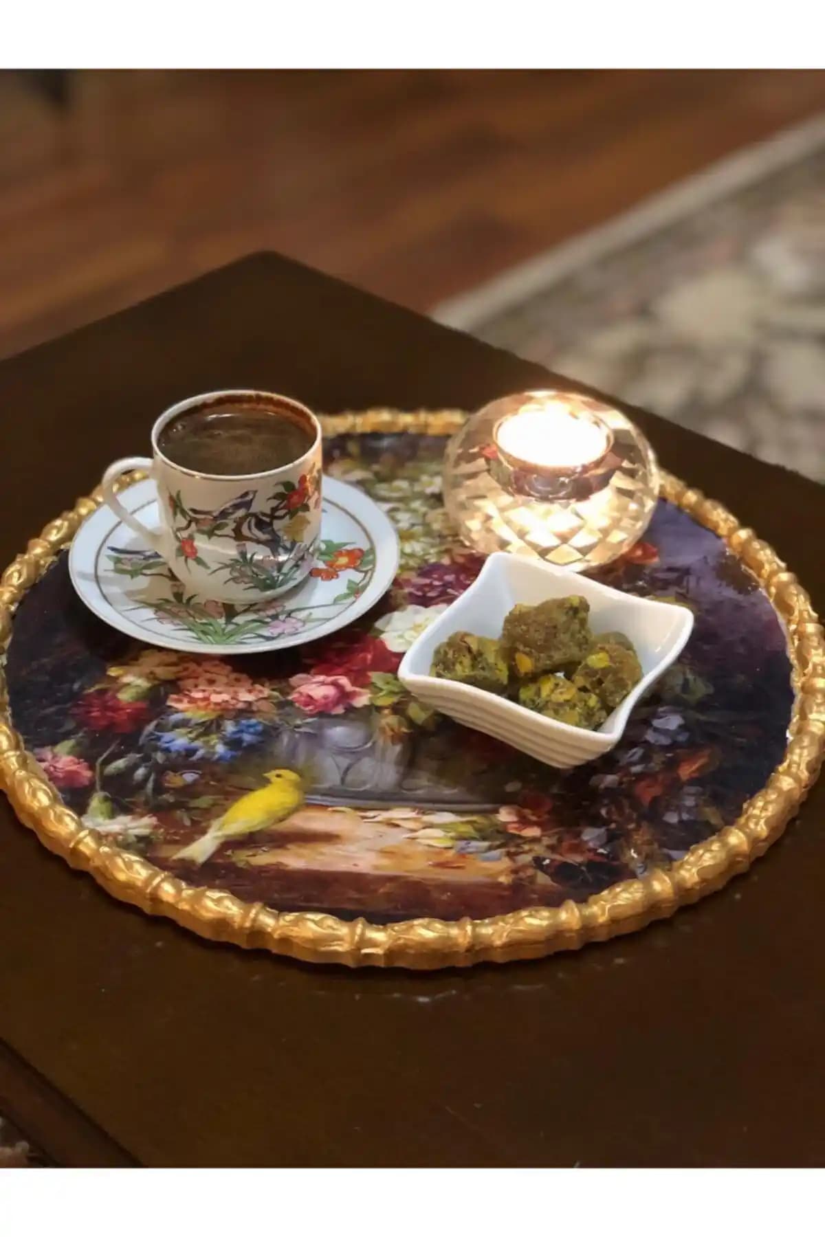 Galeria Home Ahşap Sunum Tepsisi, 28 cm: Şık doğal çiçek sergileme ve odak noktası