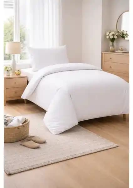 Gön Ev Tekstili Beyaz Tek Kişilik Nevresim Takımı – %100 Pamuk, 63 Tel Sıkı Dokuma