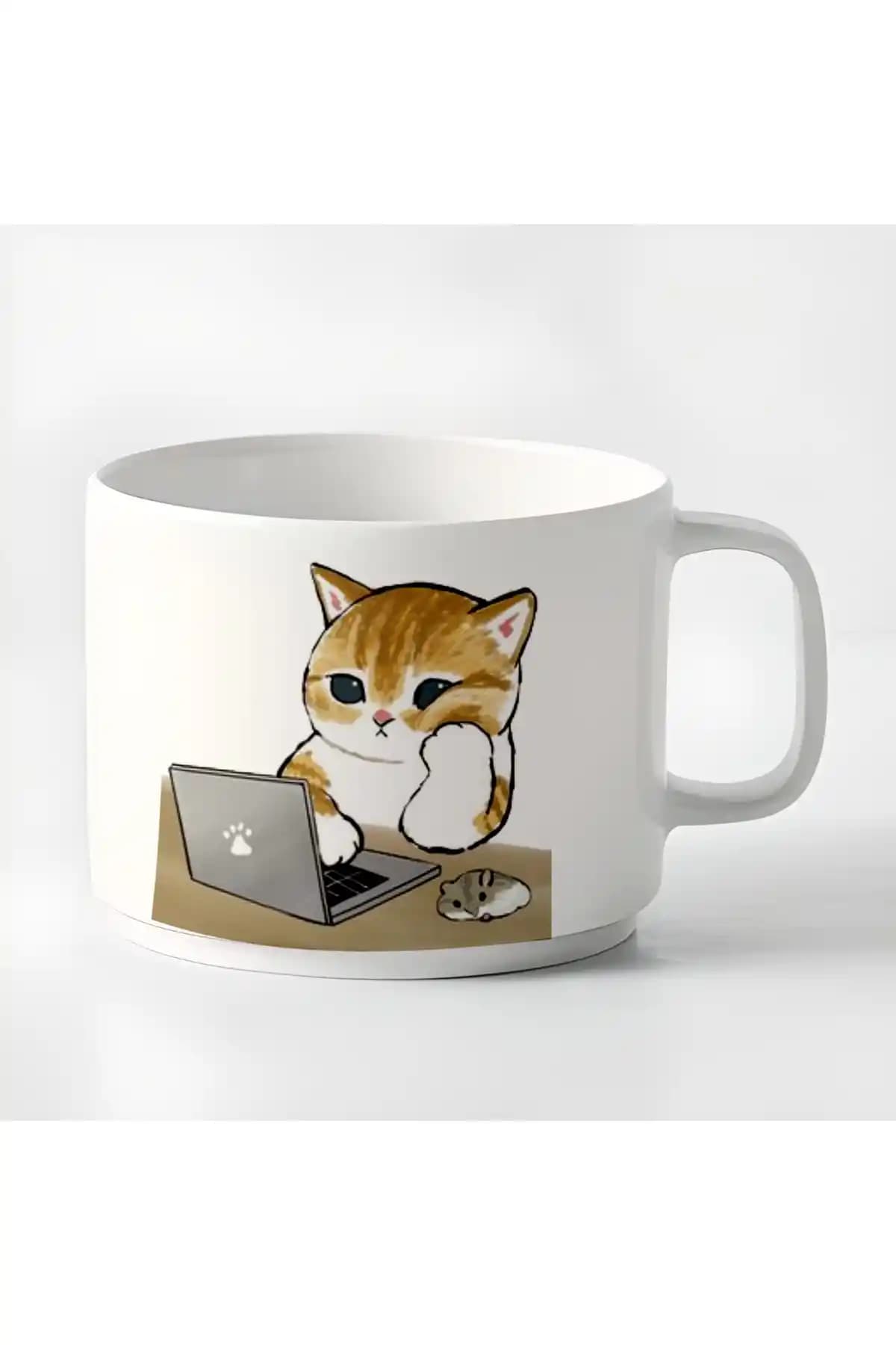 GünayStore Haylaz Kediler Fincanı: 180 ml Seramik Tek Kişilik Kahve Fincanı