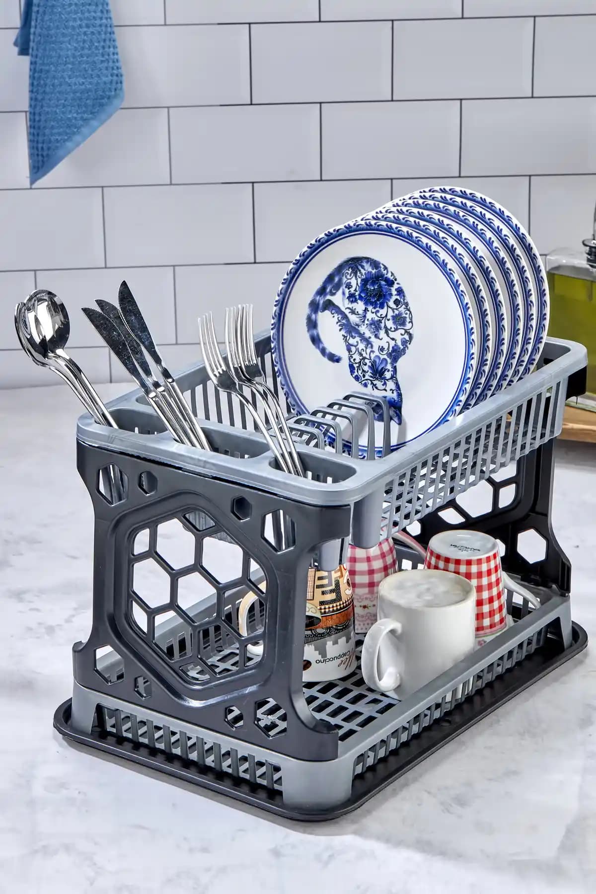 Homie İki Katlı Tabaklık: Bulaşıklık ve Kurutma İçin Şık, Dayanıklı Plastik Tasarım