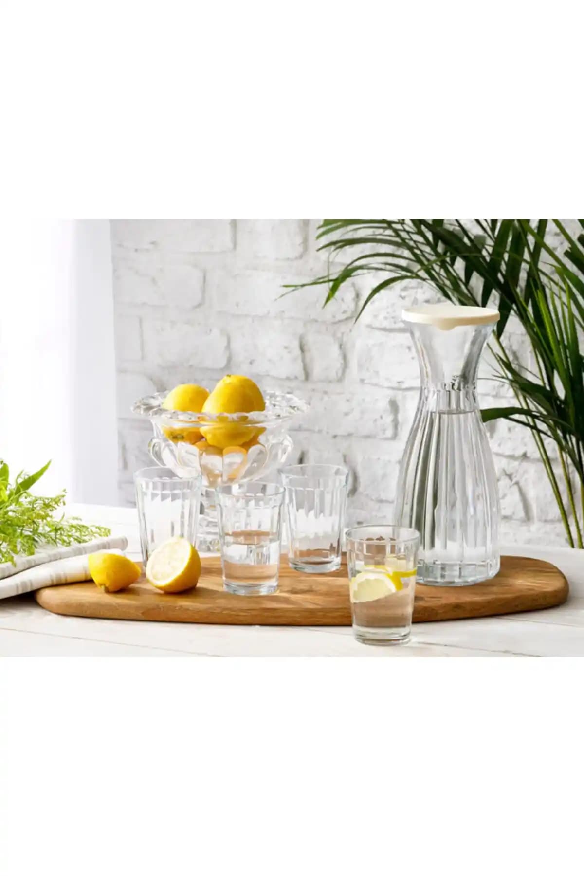 Kapaklı Lona Cam 5 Parça Su Takımı: 1 Litre Kapasiteli, BPA İçermeyen Türkiye Yapımı