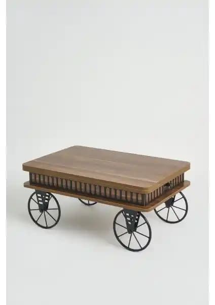 Kolexonline Akıllı Sehpa: 6 Fonksiyonlu Çok Amaçlı Ceviz Renkli Suntalam Üst Yüzeyli