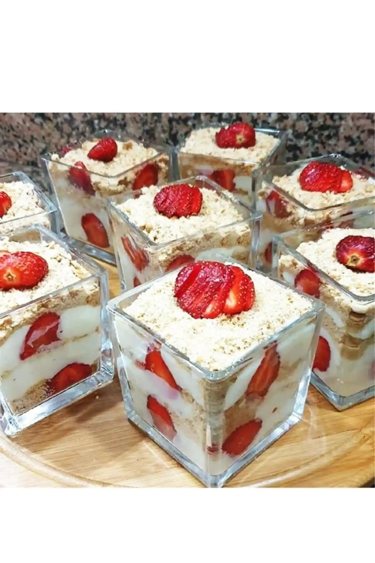 Lilya Home Magnolia Kare Cam Tatlı ve Dondurmalık Kase Takımı – 6 Parça, Beyaz