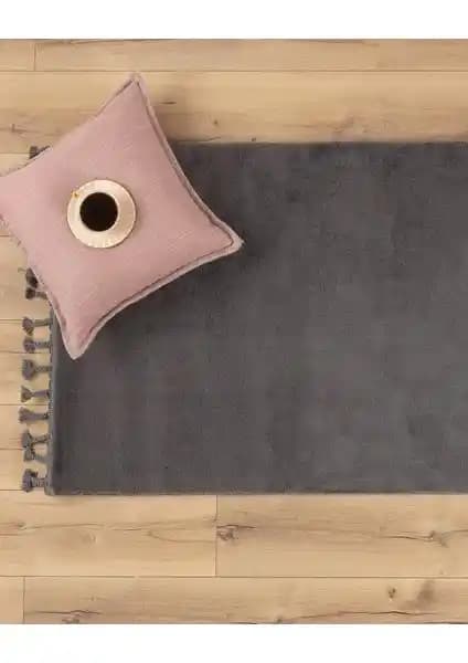 Madame Coco Carol Saçaklı Halı Antrasit 80x150 cm: 12 mm Kalınlık ve Konfor Artı