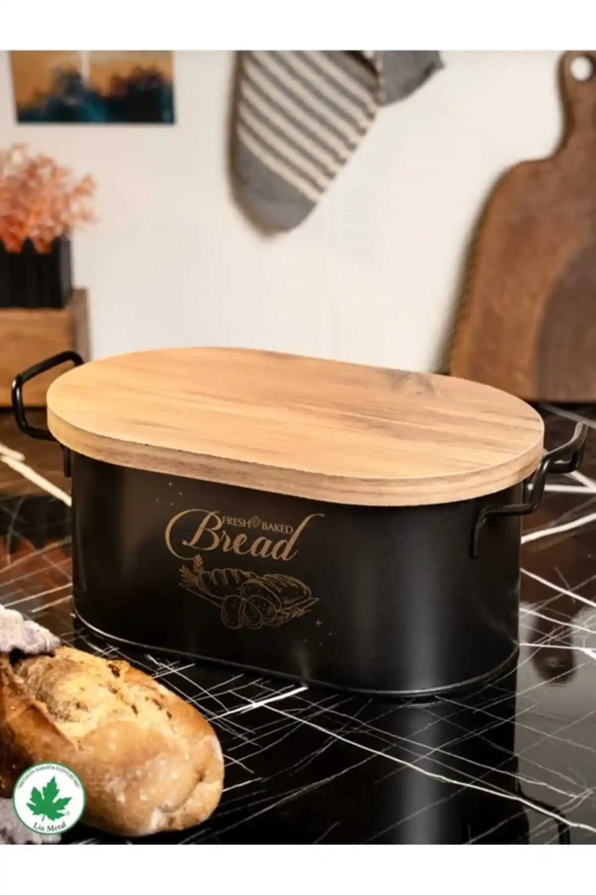 Metal Tahtalı Kapaklı Ekmek Kovası Siyah – Türkiye Yapımı, Estetik ve Fonksiyonellik