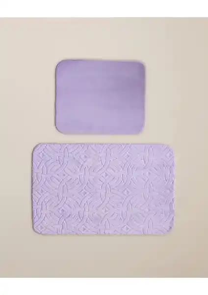 Mor Banyo Paspası Seti 60x100 cm + 50x60 cm: İki Parçalı Şık ve Dayanıklı Tasarım