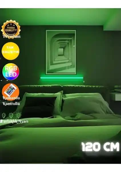 Neeko WALL STICK Kumandalı RGB Aplik: 120 cm, G9 Duy, Siyah Metal, Renk Değiştirme