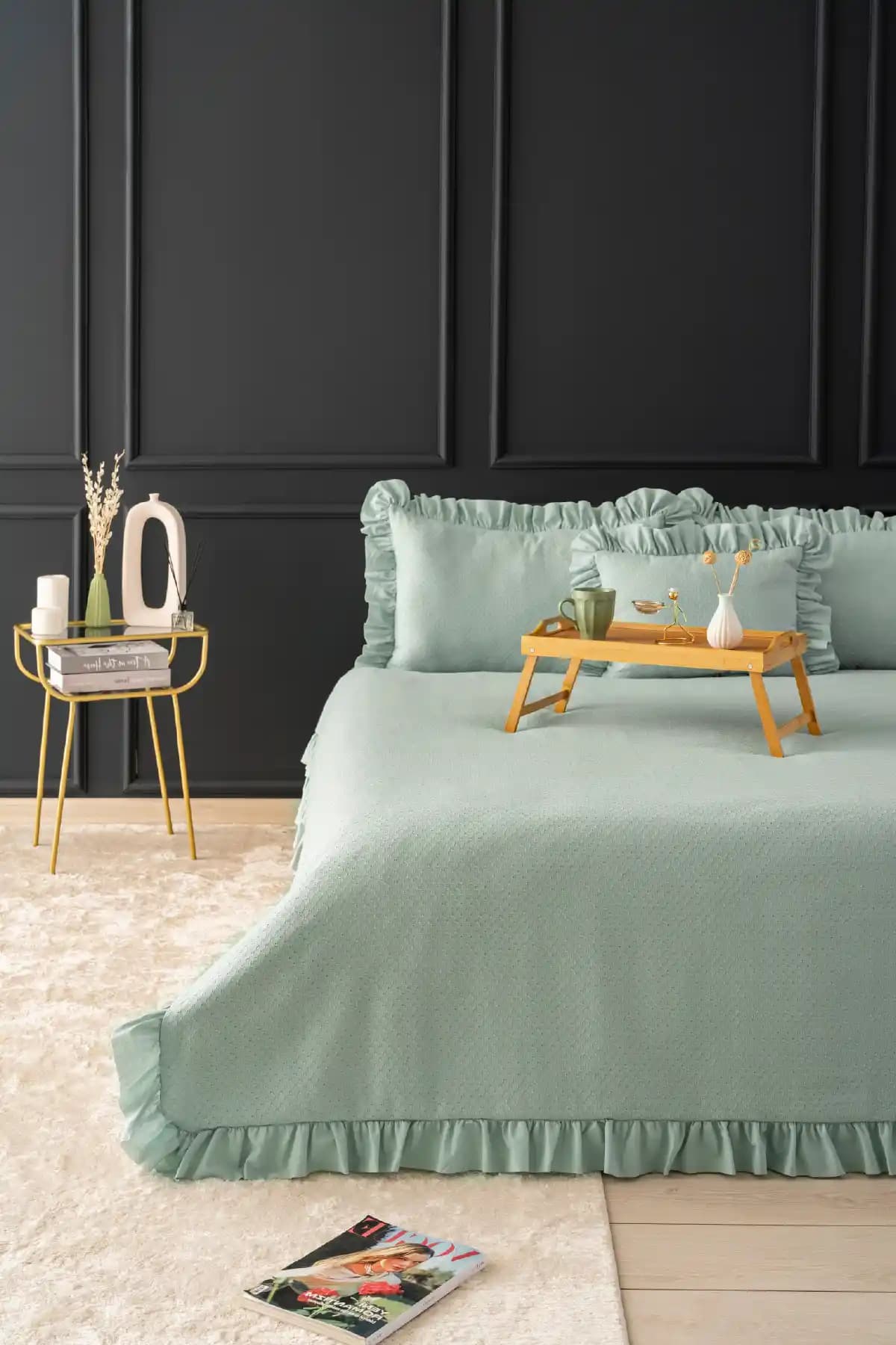 Odamoda Eva Tek Kişilik Pike Yatak Örtüsü Takımı ADAÇAYI - %100 Pamuk Bohem Jakarlı