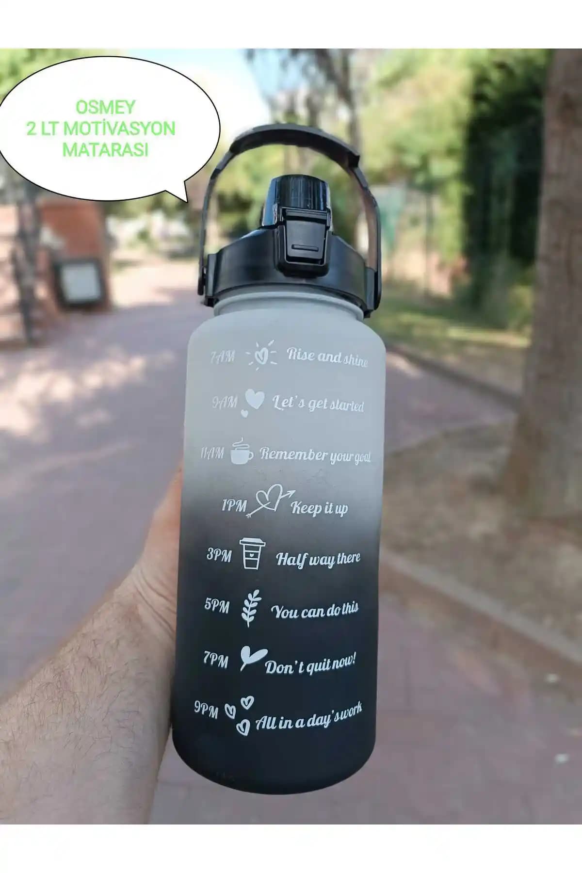 OSMEY Motivasyon Matara 2 L: BPA İçermeyen, Geniş Ağızlı ve Sızdırmaz Kapaklı Su Şişesi