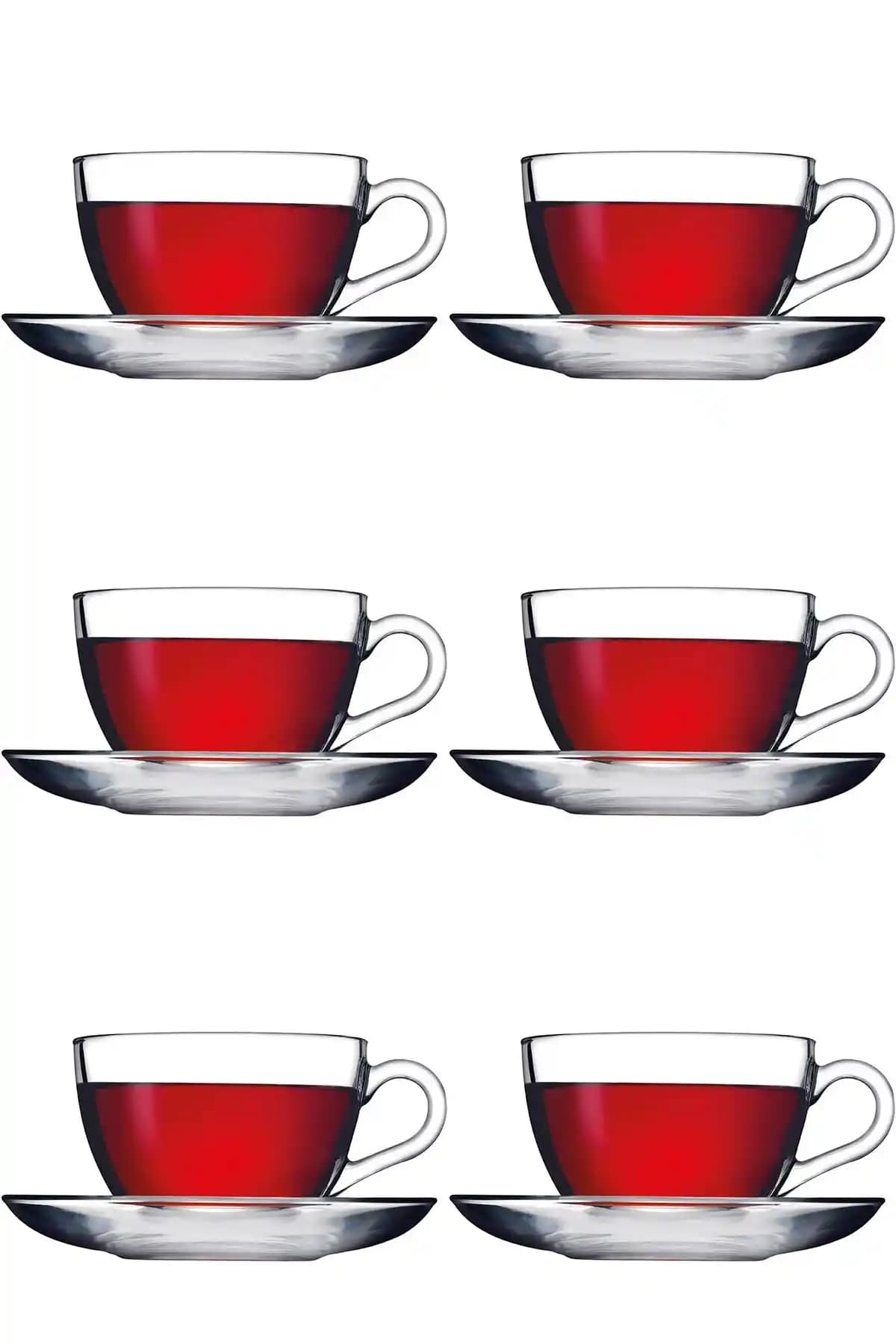 Paşabahçe Basic 12 Parça Çay/Kahve Fincan Takımı, 238 ml, Beyaz Cam, 6 Kişilik