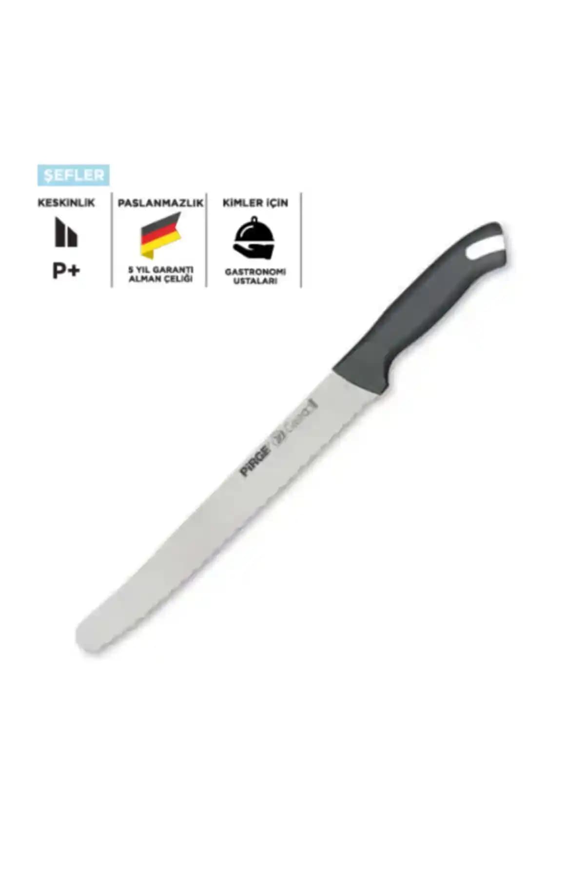 Pirge Ekmek Bıçağı Geniş Pro 22,5 cm – Tek Parça Paslanmaz Çelik, Ergonomik Sap