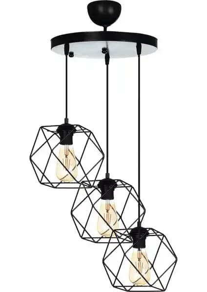 Polat Aydınlatma Prism 3’lü Siyah Sarkıt Avize: Endüstriyel Tasarım ve Aydınlatma