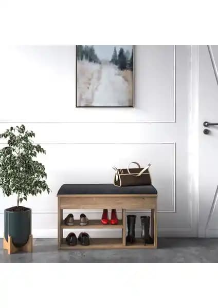 Ruum Store Pera Açılır Oturaklı Bölmeli Ayakkabılık Meşe: Şık Antre Depolama Çözümü