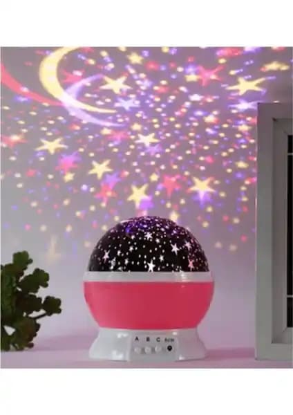 Star Global Çocuk Odası Gece Lambası: Dönen Projeksiyonla Ay-Yıldız Motifi ve Çoklu Güç