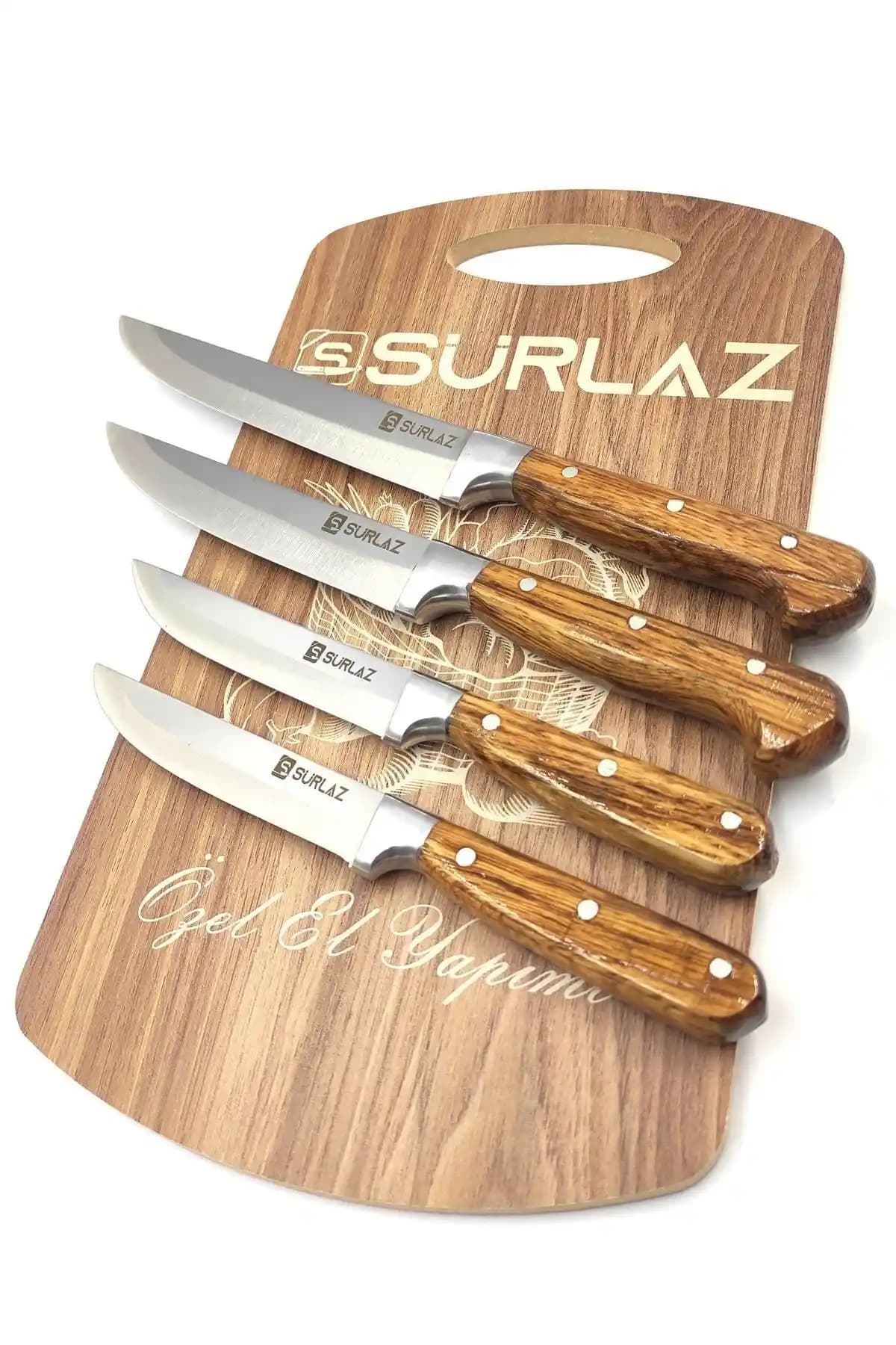 SürLaz Sürmene Dört Parçalık Bıçak Seti: Doğal Ahşap Saplı ve Ergonomik Keskinlik
