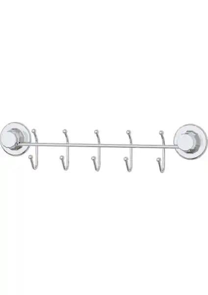 Tekno-tel DM283 Vakumlu Krom Kaplamalı 5'li Askılık: Delmesiz Takma ve 20 kg Kapasite