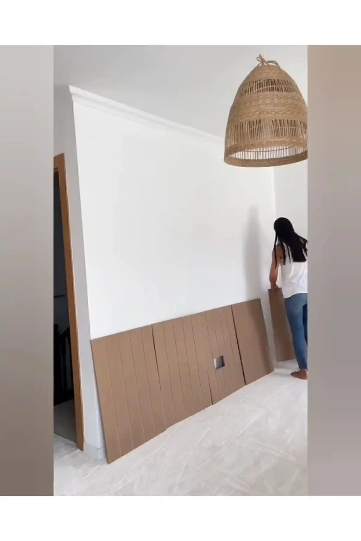 Trendkonsept Dekoratif Duvar Çıtası ve Ahşap Paneli 54x102 cm – Boyanabilir, Tek Parça