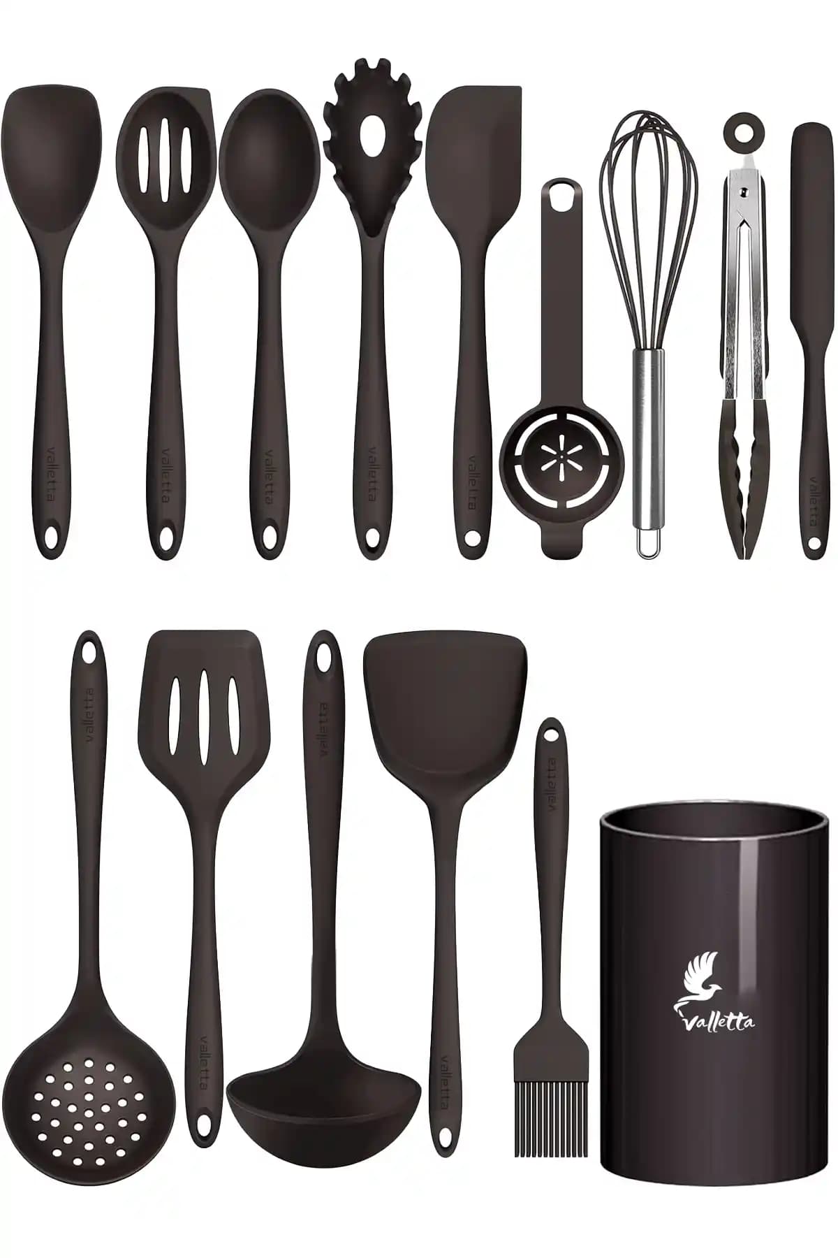 Valletta Trigona Silikon Spatula Seti 15 Parça: Isıya Dayanıklı ve BPA İçermeyen