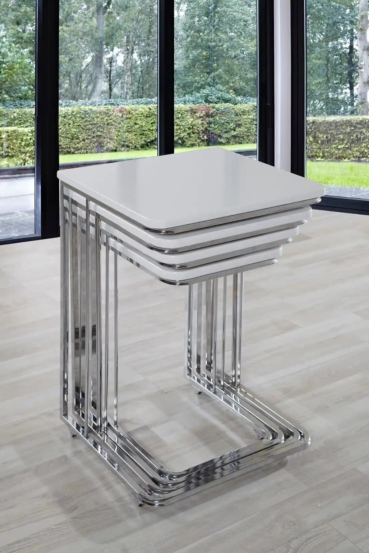 Veys Vegas Zigon Sehpa Seti: Beyaz Modern Tasarımıyla Modüler, Dayanıklı ve Pratik