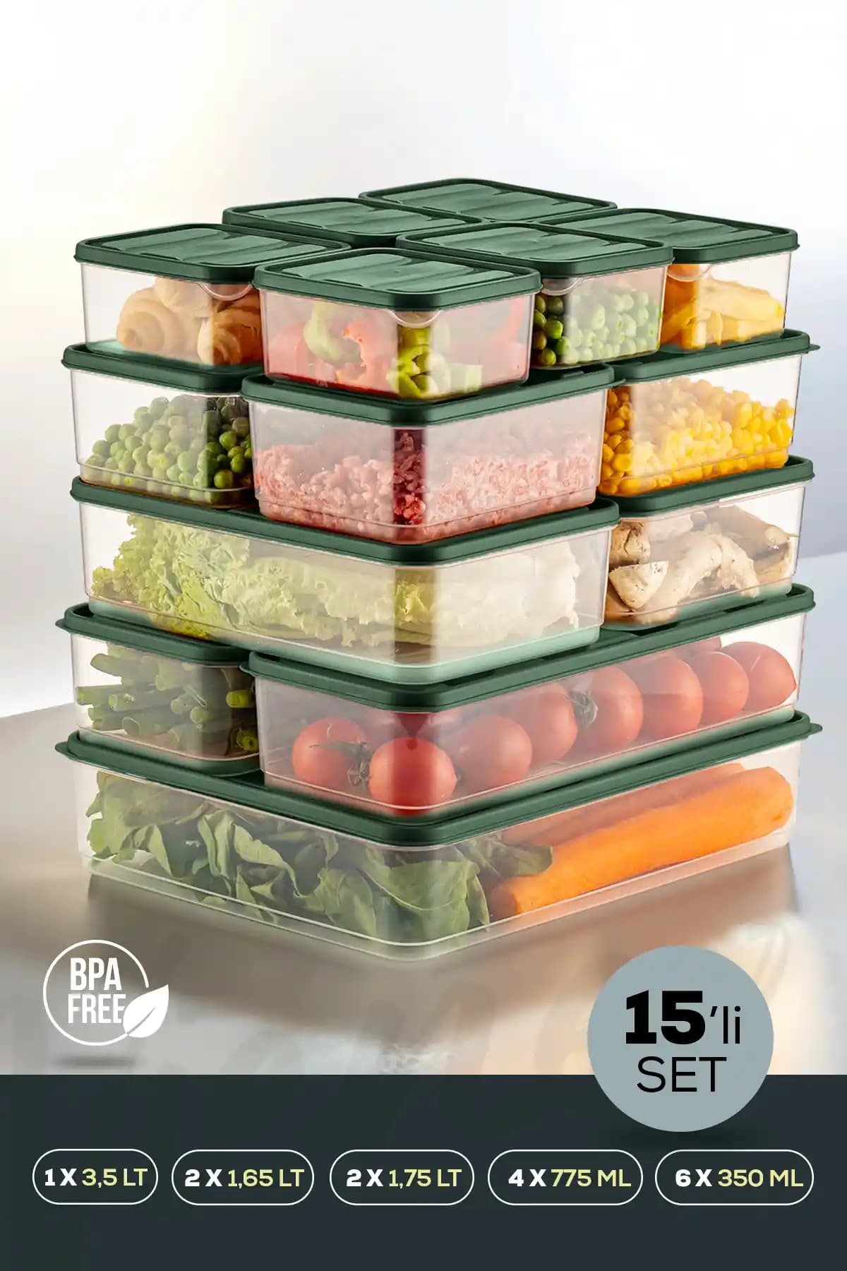 Vienev 15’li Buzdolabı Düzenleyici: Mikrodalgaya Uygun Şeffaf Saklama Kabı Seti