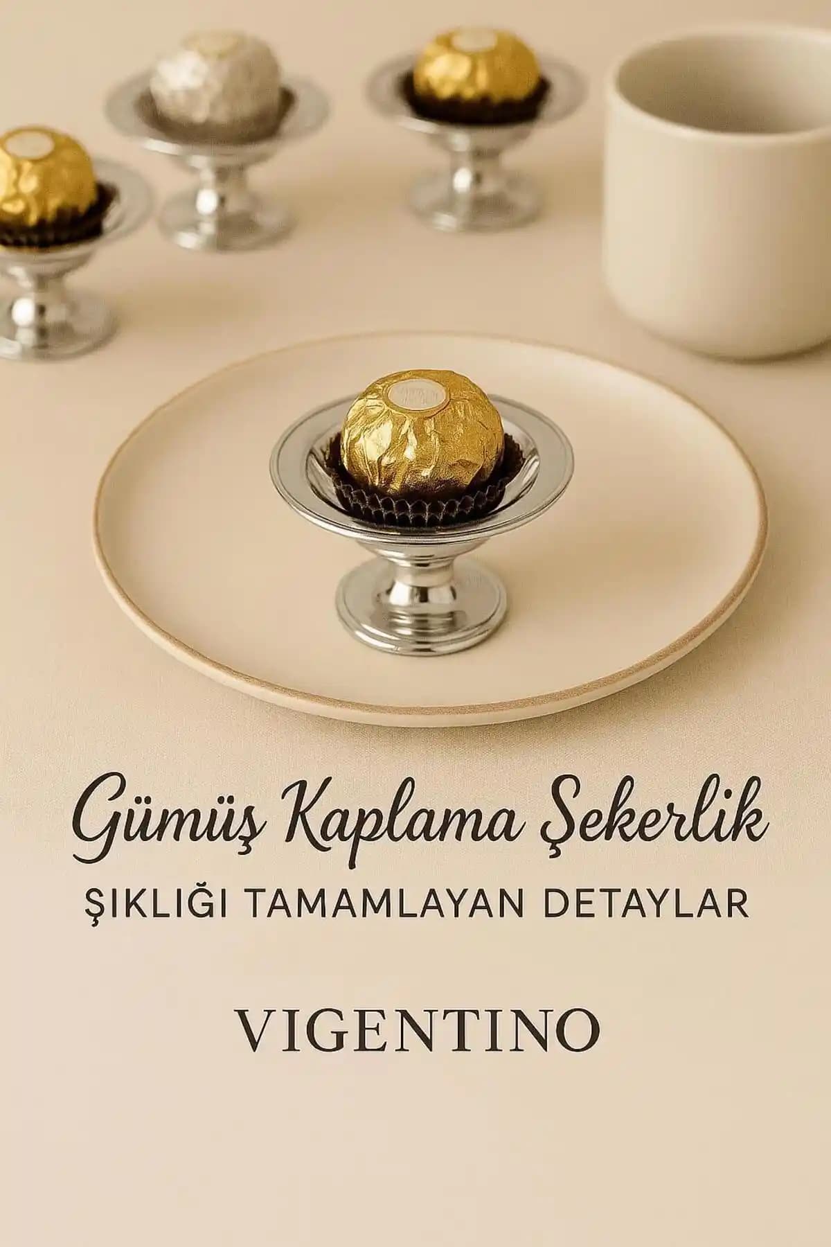 VIGENTİNO 6'lı ABS Dekoratif Şekerlik Kase Seti: Gümüş Kaplama ile Şık Sunumlar