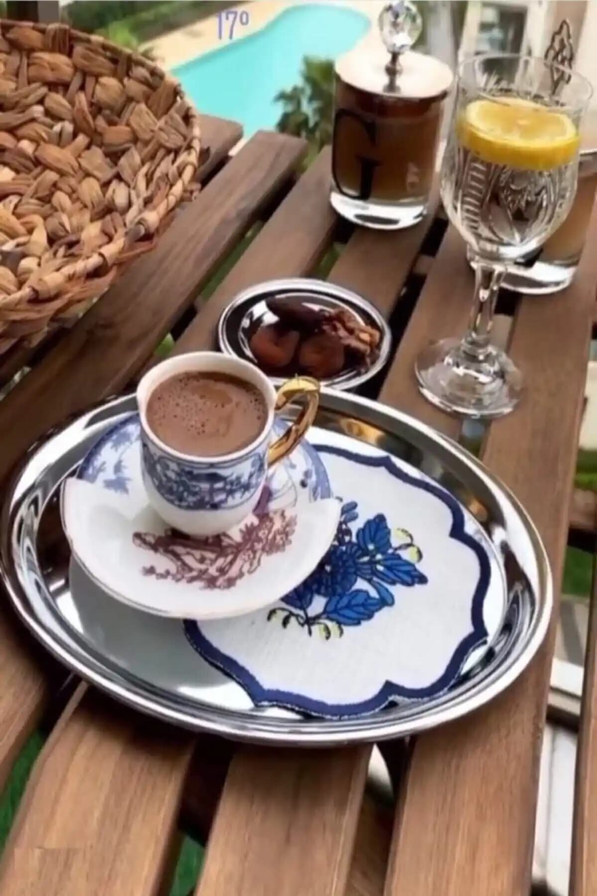 Vipkitchen Gümüş Paslanmaz Çelik 24 cm Çay/Kahve Servis Tepsisi 4+ Parça Set